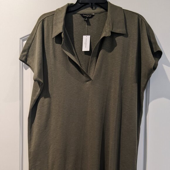 Good condition Banana Republic T Shirt Dress Olive Green Size M Tall - Picture 1 of 6
